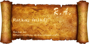 Ratkay Anikó névjegykártya